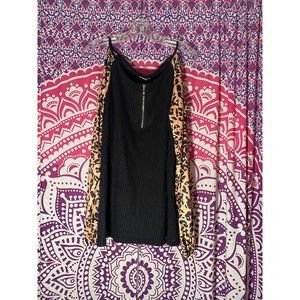 NWT Sheilay Open Should Long Sleeve Shirt Black Cheetah Leopard Print Black 3X